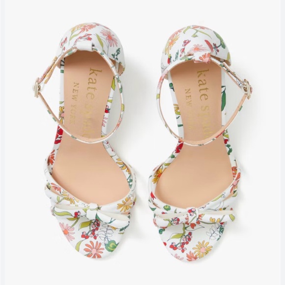 kate spade Shoes - Kate Spade New York Flamenco Floral Bow Wedge Sandals - White and Multi color